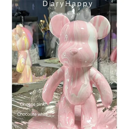 Key Rings Fluid Bear DIY Handmade Painting Violent Bear Sculpture White Mold Doll Figurine Toys Animal Bear Home Decor Ornaments
