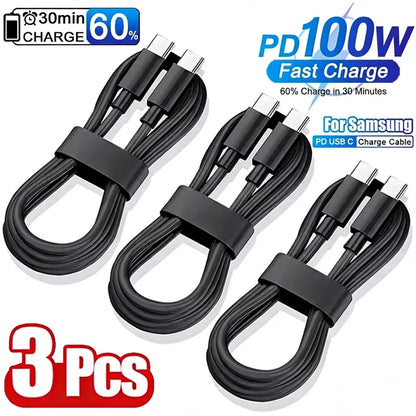 5A PD 100W Dual USB C Super Fast Charge Cable for Samsung S22 S23 S24 Plus Note 20 Ultra A53 A54 A55 Quick Charging Data Cable