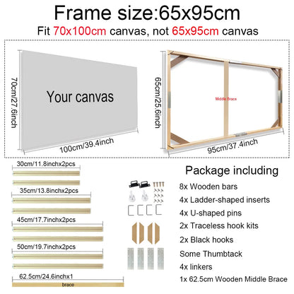 Various Sizes Canvas Frame Wooden Frames Natural Wooden Photo Oil Painting Canvas Diamond Painting Frames Canvas Wood Wall Frame