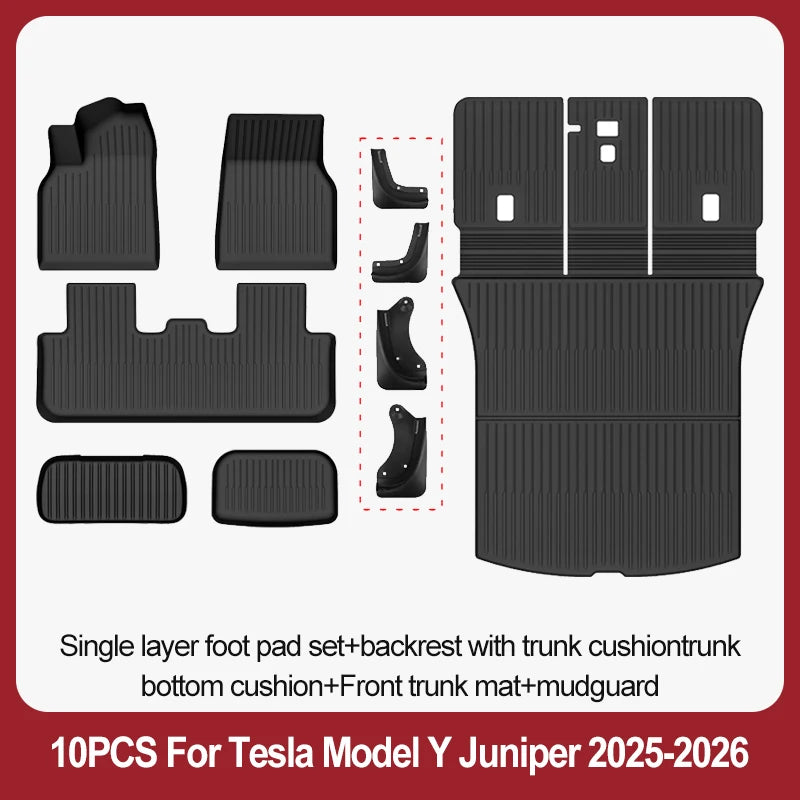 For Tesla New Model Y Juniper Premium/Performance 2025+ TPE Floor Mats Luggage Mat Wear-resistant Foot Pads ModelY Trunk Mats
