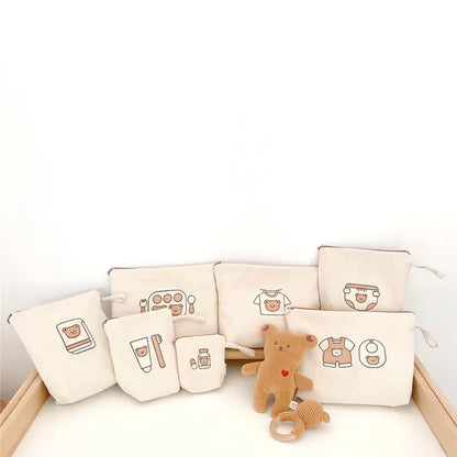 Waterproof Baby Diaper Storage Bag 7pcs/set Kindergarten Kids Clothing Nappies Organizer Toilet Storage Medicine Bento Bag