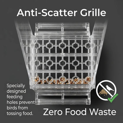 No Mess Automatic Bird Feeder Clear Acrylic Seed Dispenser Spill-Proof Parrot Feeder Cage Accessories for Budgies Parakeet Cockatiel Finch