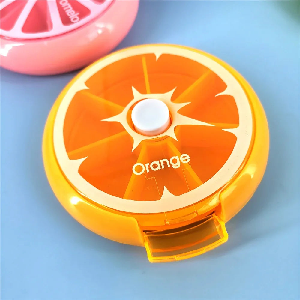 Portable Pill Box Weekly Rotating Split Fruit Points Drug Carry With You Mini Medicine Boxs Medicine Travel Pillbox