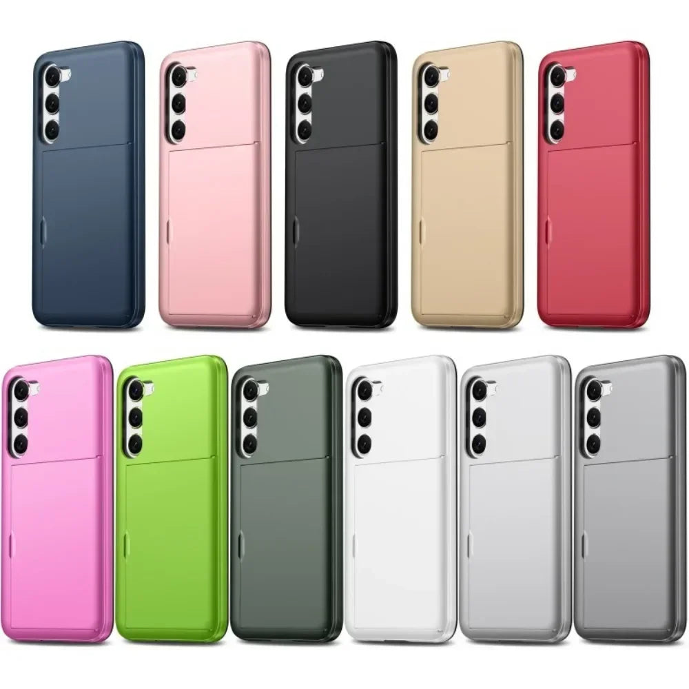 For Samsung Galaxy S26 S25 S24 Ultra S22 Plus S23 S21 S20 FE Note 20 A17 A55 Wallet Cover Card Holder Slot Shockproof Phone Case