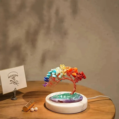 Rainbow Crystal Money Tree Ornament | Handcrafted Copper-Wired Tree of Life | Energy Stone Decor for Home and Office