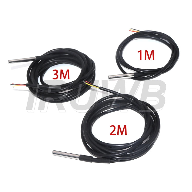 For Arduino 18B20 Cable Stainless Steel Waterproof DS18b20 12/3/5M Thread Temperature Probe Temperature Sensor