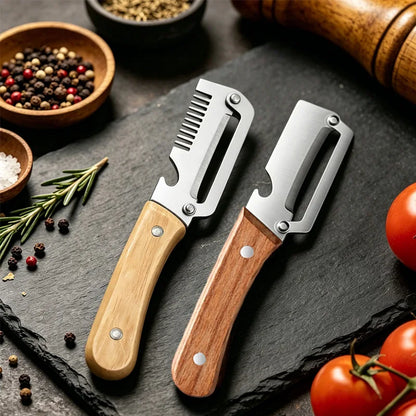 Kitchen Peeler Stainless Steel Vegetable Peeler with Wooden Handle for Peeling and Slicing Fruits and Vegetables Kitchen Tool