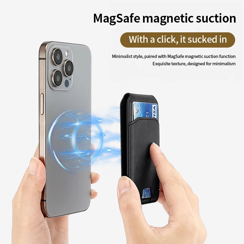 Luxury For Magsafe Magnetic Leather Wallet Holder Case For iPhone 16 15 14 13 12 Pro Max Card Holder Phone Bag Cover Accessories