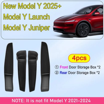 USVOTOV Car Door Side Storage Box for 2025 2026 Tesla Model Y Juniper Model 3 Model YL Accessories Door Organizer Tray Trash Can