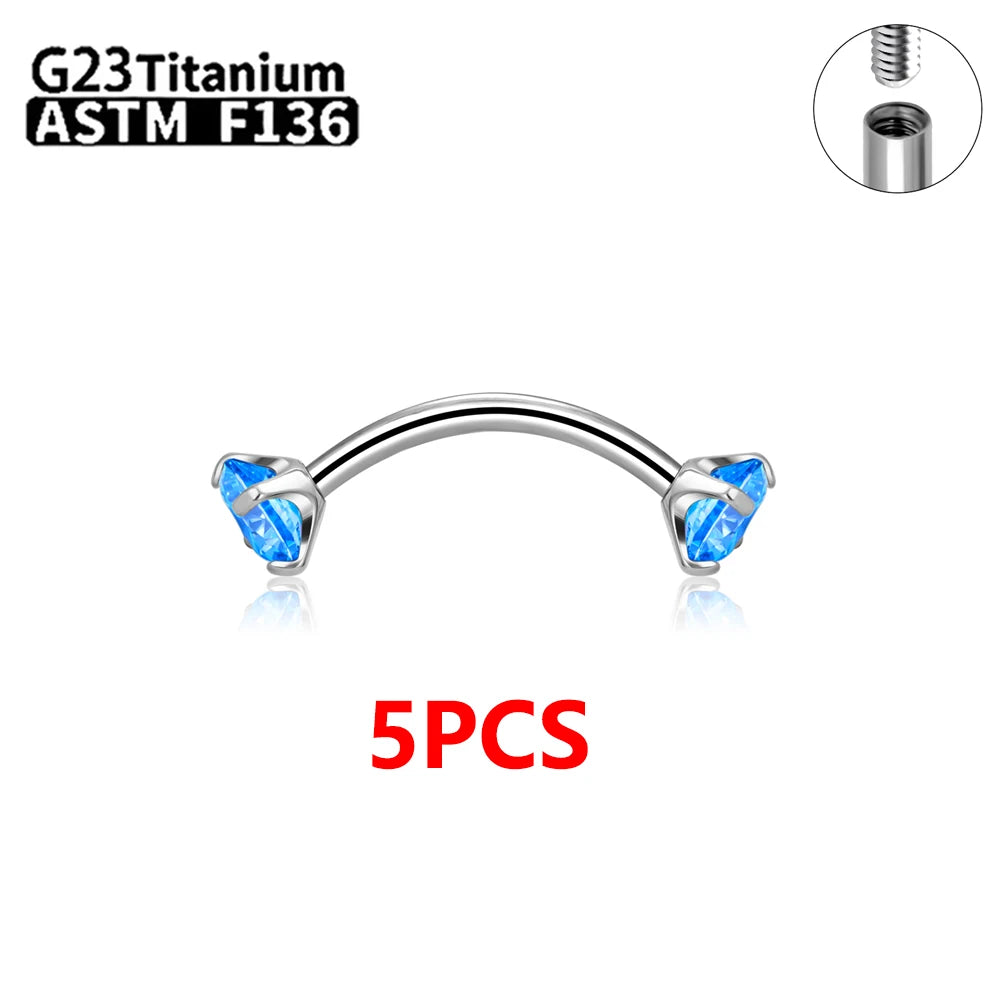 G23 Titanium Eyebrow Piercing Jewelry with Zircon – 1/5/50pcs Wholesale