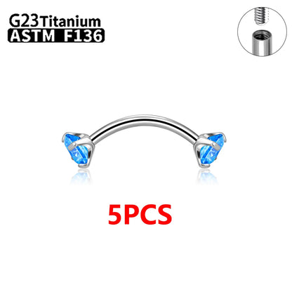 G23 Titanium Eyebrow Piercing Jewelry with Zircon – 1/5/50pcs Wholesale