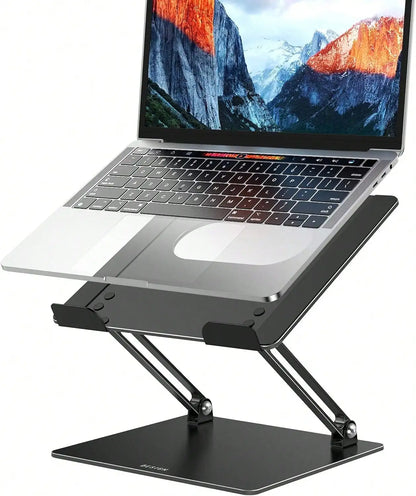 Aluminum Laptop Stand, Ergonomic Adjustable Notebook Tablet Stand, Computer Holder Compatible With Air, Pro, More 10-14" Laptops, Black