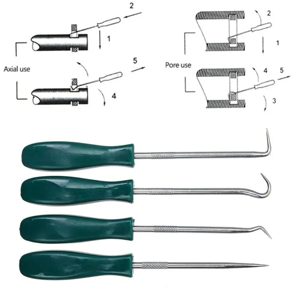 Car Auto Vehicle Oil Seal Screwdrivers Set 4Pcs 135mm O-Ring Seal Gasket Puller Remover Pick Hooks Tools Car Repair Tools