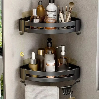 1pc Non-Drill Aluminum Bathroom Storage Rack - Wall Mounted Corner Rack Used For Storing Bathroom Shampoo Shower Gel Cosmetics
