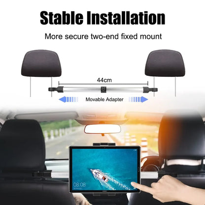 VIKEFON Moverable Tablet Car Stand Clamp 13'' Car Rear Pillow Phone Holder for iPad Pro 12.9 Seat Rear Headrest Mounting Bracket