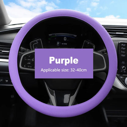 Non-Slip Silicone Steering Wheel Cover Summer Breathable Elastic Universal Fit 38cm Car Steering Wheel Protector Accessory