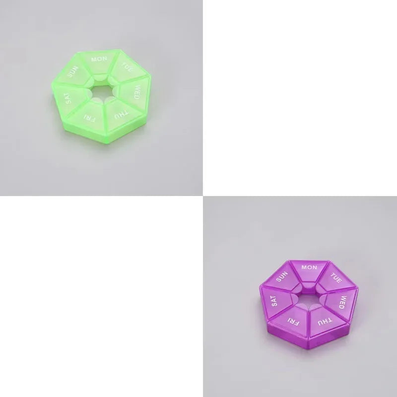 1/2/3Pcs A Week 7 Corners Pill Box Round 7 Boxes For One Week Small Pill Box Mini 7 Days Portable Points Medicine Jewelry Box