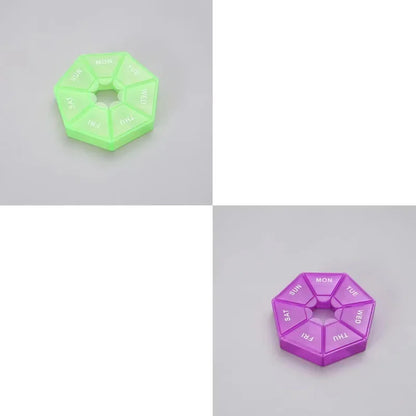 1/2/3Pcs A Week 7 Corners Pill Box Round 7 Boxes For One Week Small Pill Box Mini 7 Days Portable Points Medicine Jewelry Box