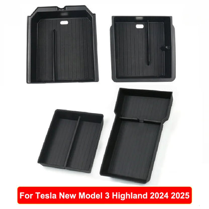 For Tesla Model Y Juniper 2025 Model 3 Highland 2024 Center Console Armrest Storage Organizer Box Tray Sunglasses Phone Holder