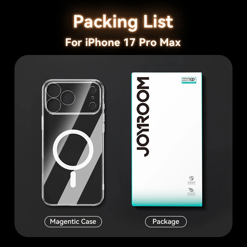 Joyroom Magnetic Case For iPhone 17 Pro Max Case Anti Yellow Transparent Cover For iPhone 17 Pro Max Wireless Charger Thin Cover