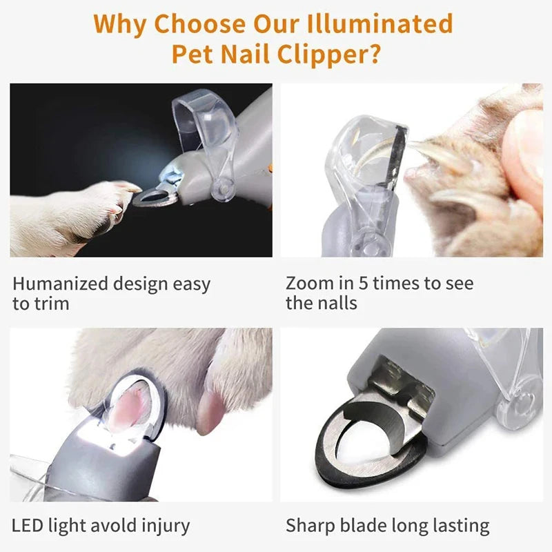 Pet Nail Clipper with LED Light for Cats and Dogs