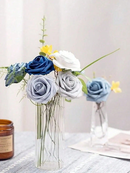 25pcs/Set Artificial Foam Rose Flowers Realistic Fake Roses Stem For DIY Wedding Bouquets Centerpieces Bridal Shower Party Home Decorations