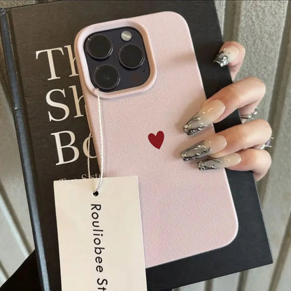 Simple Red Love Heart Soft TPU Phone Case For iPhone 17 Air 16 14 13 12 11 Pro Max 7 8 Plus Cover For iPhone 16E 15 Pro Cases