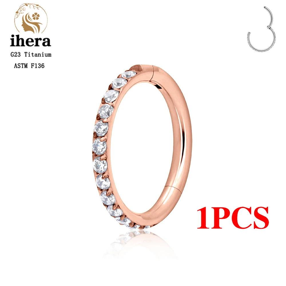 1/10PCS G23 Titanium Nose Rings – Septum Clicker, Cartilage, Tragus, Helix Earrings, 16G 18G CZ