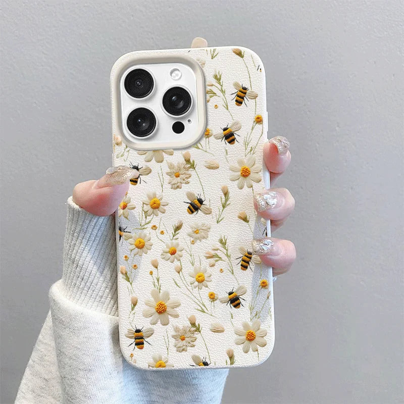 Phone Case For IPhone 17 Air 16E 11 12 14 13 15 16 17 Pro Max IPhone17 Cute Flowers Floral Love Heart Silicone Leather PU Cover