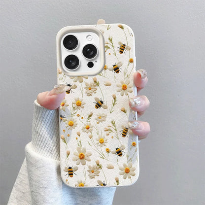 Phone Case For IPhone 17 Air 16E 11 12 14 13 15 16 17 Pro Max IPhone17 Cute Flowers Floral Love Heart Silicone Leather PU Cover