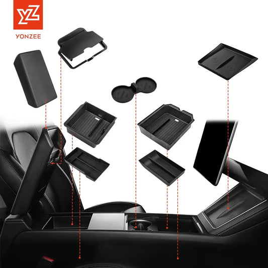 For Tesla Model 3/Y/YL Highland Juniper 2026 Center Armrest Hidden Storage Box Cup Holder Console Organizer Box Accessories