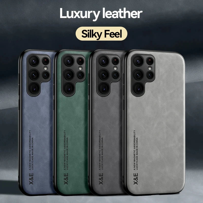 Sheepskin Magnetic Case For Samsung S26 S25 S24 Ultra S22 Plus S21 FE Cases For Samsung S23 Ultra Note 20 10 Leather Phone Cover
