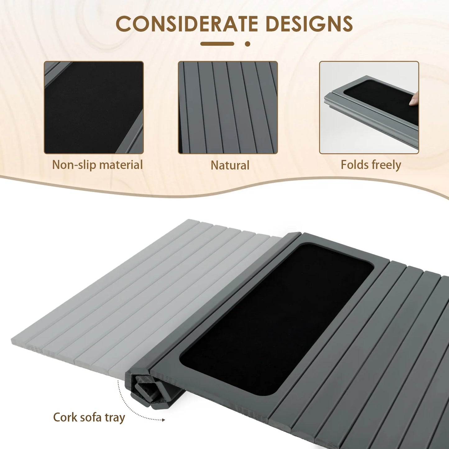 Wood Sofa Arm Tray Sofa Tray in Folding Design Sturdy and Robust Sofa Tray Convenient Sofa Tray for Storage Sofa Tray Home