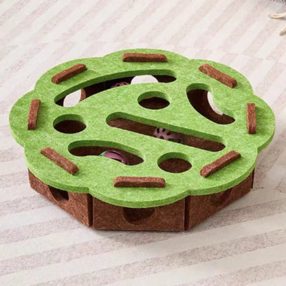 Indoor Cat Puzzle Toy Felt Exercise Box with Ball - Entertainment And Hunting Simulation for Cats Sports And Entertainment