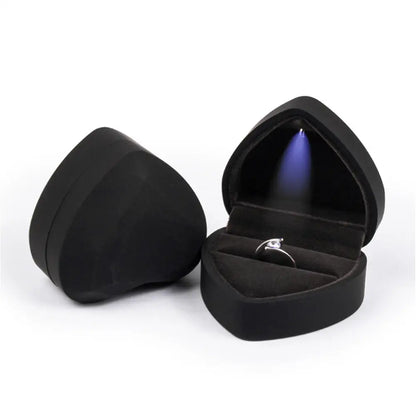 LED Jewelry Ring Box – Luxury Velvet Pendant & Necklace Display with Light for Proposal & Engagement