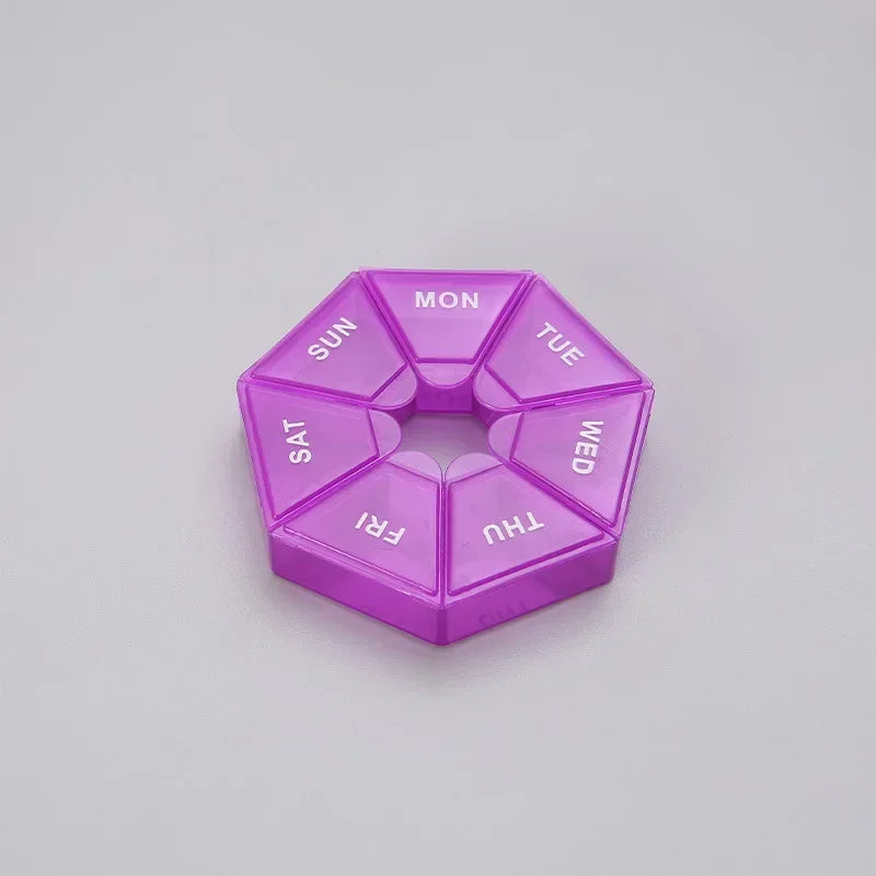 1/2/3Pcs A Week 7 Corners Pill Box Round 7 Boxes For One Week Small Pill Box Mini 7 Days Portable Points Medicine Jewelry Box