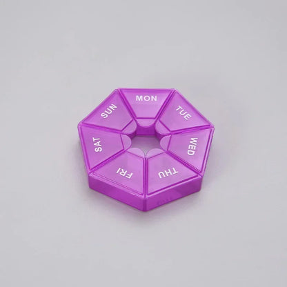 1/2/3Pcs A Week 7 Corners Pill Box Round 7 Boxes For One Week Small Pill Box Mini 7 Days Portable Points Medicine Jewelry Box