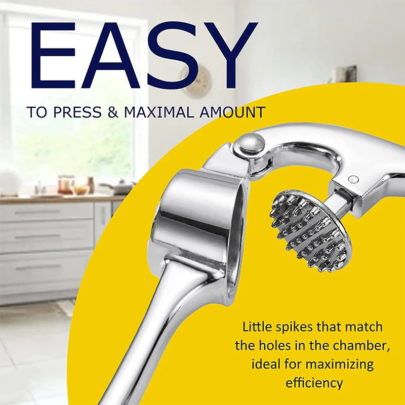 LMETJMA Premium Garlic Press Stainless Steel Garlic Mincer Garlic Crusher Easy to Squeeze and Clean Kitchen Tools JT202