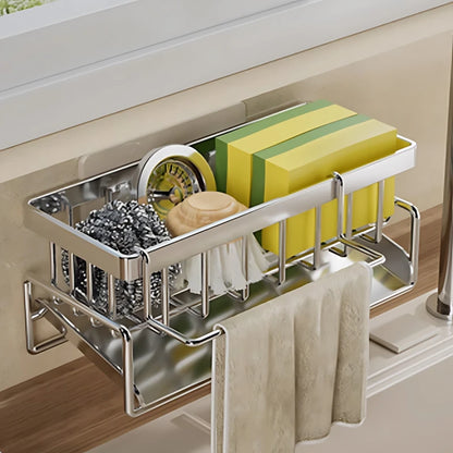 9.45x4.72in Stainless Steel Sink Caddy Organizer - Rust-Proof Storage Rack for Kitchen Cleaning Supplies