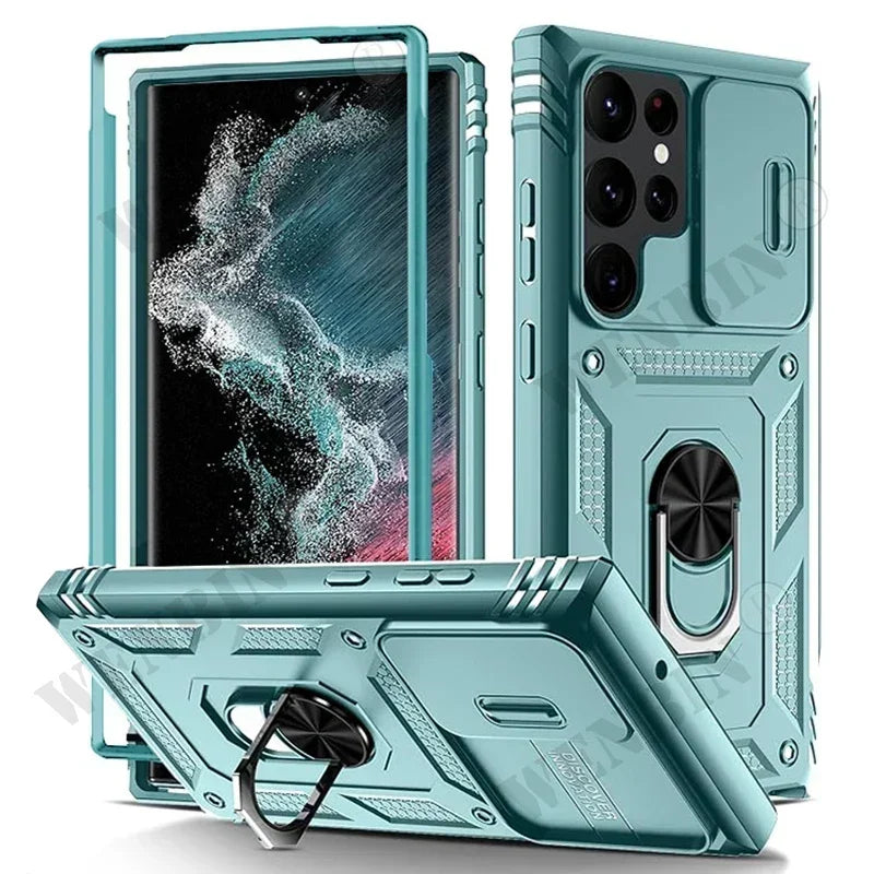 Case For Samsung S26 Ultra S25 S24 S23 Plus S25 FE A57 A56 A37 A36 A17 A16 5G Heavy Duty with Camera 360 Degree Kickstand Cover