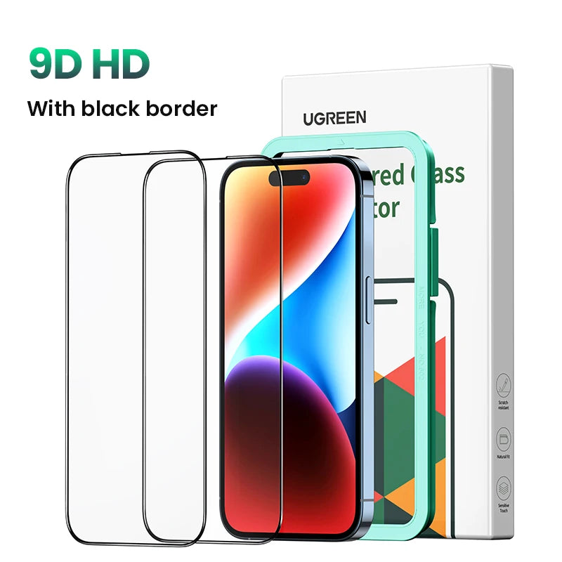 UGREEN 2pcs for iPhone 16 Pro Max Glass Screen Protectors for iPhone 16 Plus Tempered Glass for iPhone 15 14 13 12 HD Film 16pro