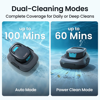 Refurbished AIPER Scuba SE Cordless Pool Cleaner Pool Vacuum with 90-Min Runtime, Smart Self-Parking, Lightweight, Pool Vacuum for Above Ground Flat Pools up to 860 Sq.ft, Starry Gray & Teal