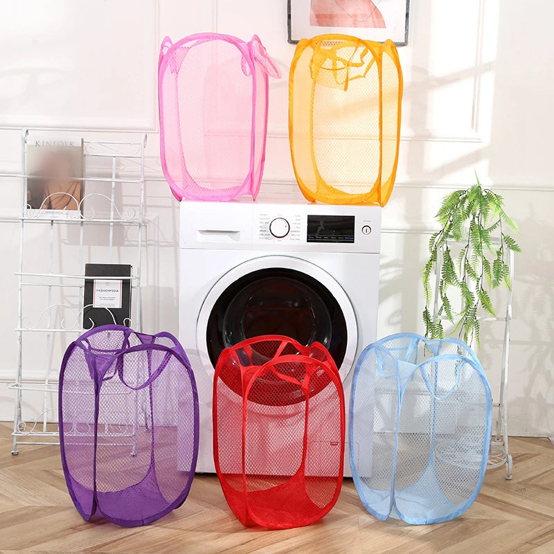 Foldable Hand-Held Laundry Basket Dirty Clothes Storage Grid Basket Household Organizer for Clothes Home Storage Toy Basket
