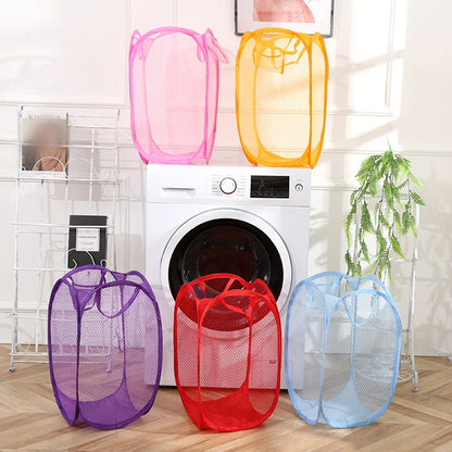 Foldable Hand-Held Laundry Basket Dirty Clothes Storage Grid Basket Household Organizer for Clothes Home Storage Toy Basket