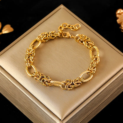 EILIECK 316L Stainless Steel Twisted Bracelet – 18K Gold Plated Wrist Chain, Waterproof Trendy Bangle for Women