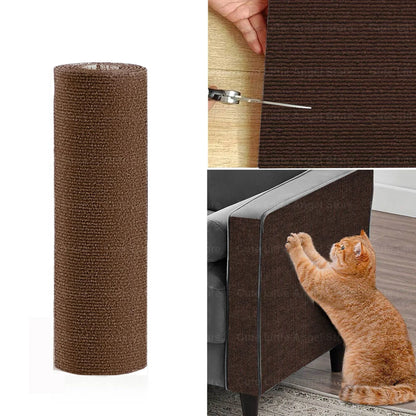 Self-Adhesive Cat Scratch Mat Durable Sisal Furniture Protector DIY Customizable Cat Scratching Pad for Couch Sofa Protection