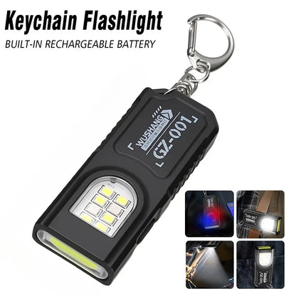 MINI USB Rechargeable LED Flashlight Portable Tail Magnet Work Light Super Bright Camping Lantern Side COB Emergency Torch Light