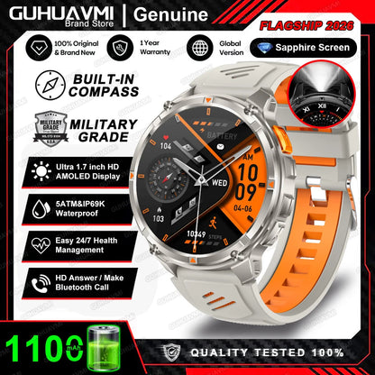 2026 New T-Rex3 Pro 1100mAh Battery Smart Watch GPS path 5ATM Waterproof Sports Run tracker Outdoors Compass Military Smartwatch
