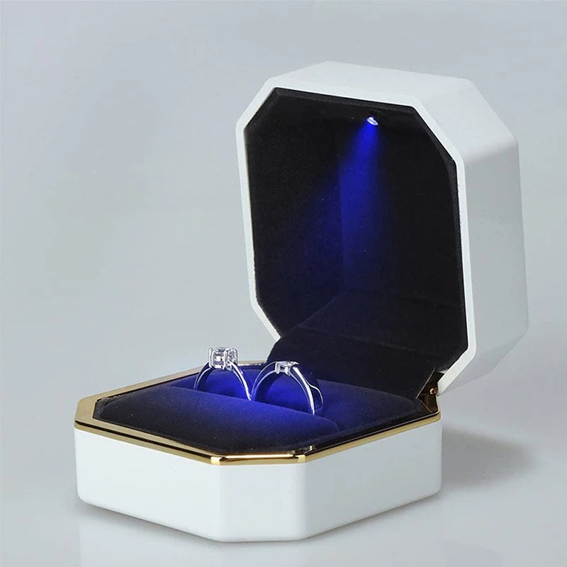 LED Jewelry Ring Box – Luxury Velvet Pendant & Necklace Display with Light for Proposal & Engagement