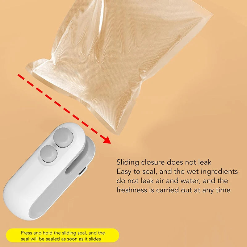 1 pcs Mini Handheld Bag Sealer, Locks in Freshness for Chips, Nuts. 10x6x4cm, Cordless